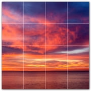 Picture-Tiles.com Sunset Ceramic Tile Wall Mural WAL500992-44S. 17W x 17H using 16 4.25 x 4.25 Ceramic Tiles-Satin Finish