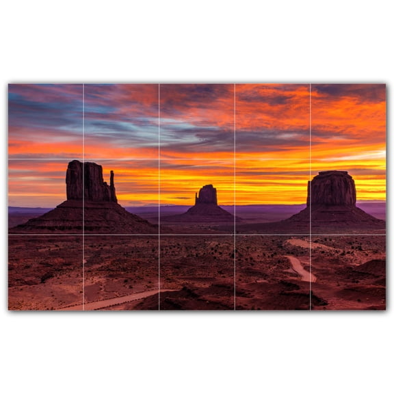 Picture-Tiles.com: Sunset Ceramic Tile Wall Mural WAL500994-53L. 40"W x 24"H using (15) 8" x 8" Ceramic Tiles-Satin Finish