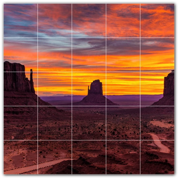 Picture-Tiles.com: Sunset Ceramic Tile Wall Mural WAL500994-55M. 30"W x 30"H using (25) 6" x 6" Ceramic Tiles-Satin Finish