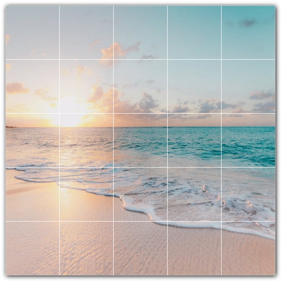 Picture-Tiles.com: Sunset Ceramic Tile Wall Mural WAL500996-55S. 21.25"W x 21.25"H using (25) 4.25" x 4.25" Ceramic Tiles-Satin Finish