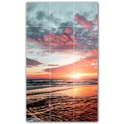 Picture-Tiles.com Sunset Ceramic Tile Wall Mural WAL500999-35S. 12.75"W x 21.25"H using 15 4.25" x 4.25" Ceramic Tiles-Satin Finish