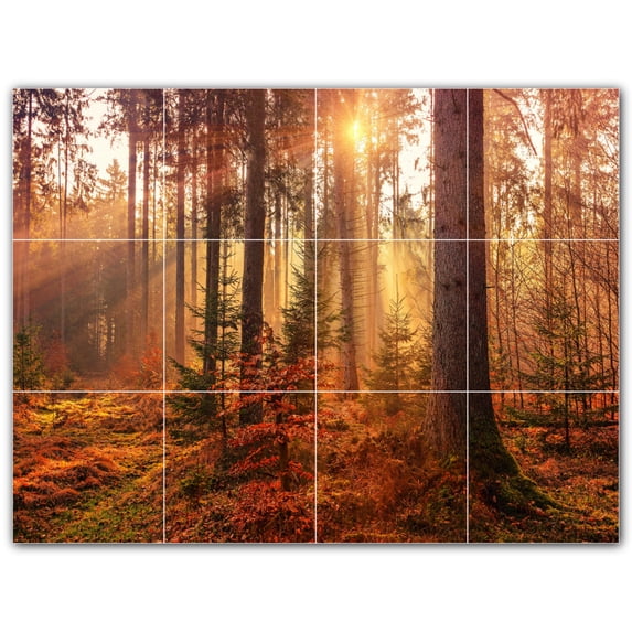 Picture-Tiles.com: Trees Ceramic Tile Wall Mural WAL501012-43S. 17"W x 12.75"H using (12) 4.25" x 4.25" Ceramic Tiles-Satin Finish