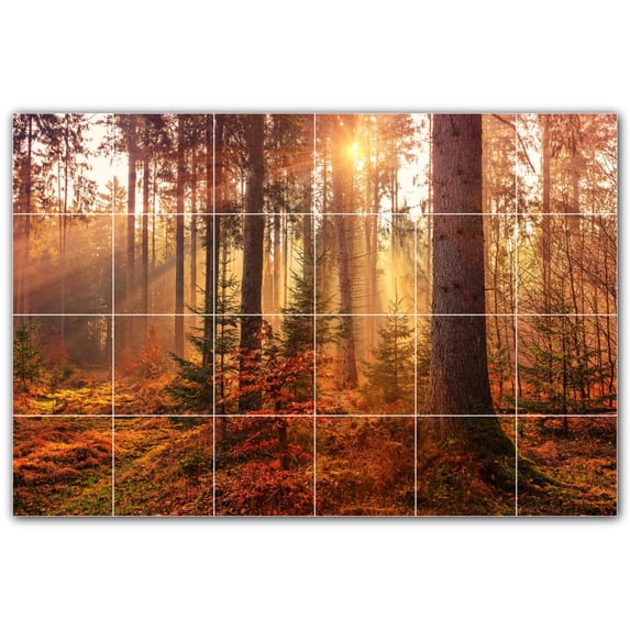 Picture-Tiles.com: Trees Ceramic Tile Wall Mural WAL501012-64S. 25.5"W x 17"H using (24) 4.25" x 4.25" Ceramic Tiles-Satin Finish