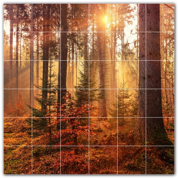Picture-Tiles.com: Trees Ceramic Tile Wall Mural WAL501012-66S. 25.5"W x 25.5"H using (36) 4.25" x 4.25" Ceramic Tiles-Satin Finish