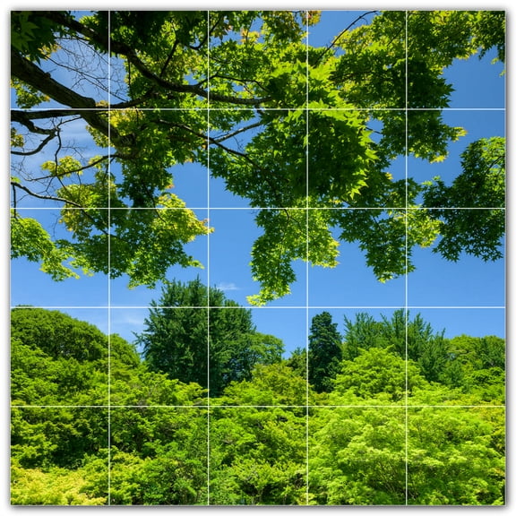 Picture-Tiles.com: Trees Ceramic Tile Wall Mural WAL501015-55M. 30"W x 30"H using (25) 6" x 6" Ceramic Tiles-Satin Finish