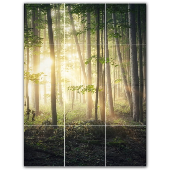 Picture-Tiles.com: Trees Ceramic Tile Wall Mural WAL501022-34S. 12.75"W x 17"H using (12) 4.25" x 4.25" Ceramic Tiles-Satin Finish