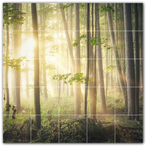 Picture-Tiles.com: Trees Ceramic Tile Wall Mural WAL501022-55L. 40"W x 40"H using (25) 8" x 8" Ceramic Tiles-Satin Finish