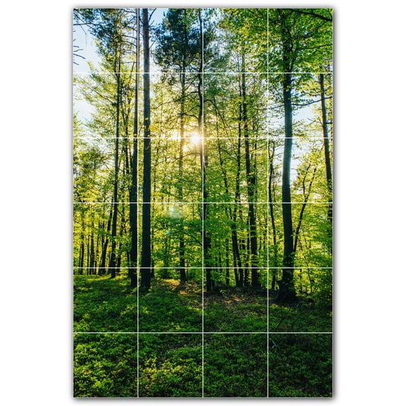 Picture-Tiles.com: Trees Ceramic Tile Wall Mural WAL501023-46L. 32"W x 48"H using (24) 8" x 8" Ceramic Tiles-Satin Finish