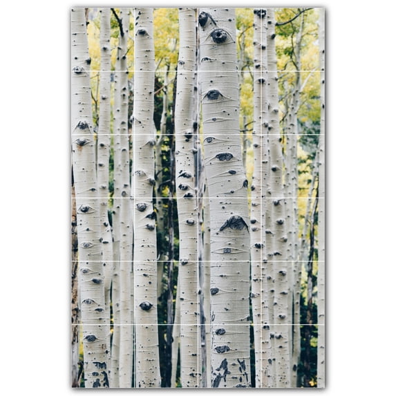 Picture-Tiles.com: Trees Ceramic Tile Wall Mural WAL501025-46XL. 48"W x 72"H using (24) 12" x 12" Ceramic Tiles-Satin Finish