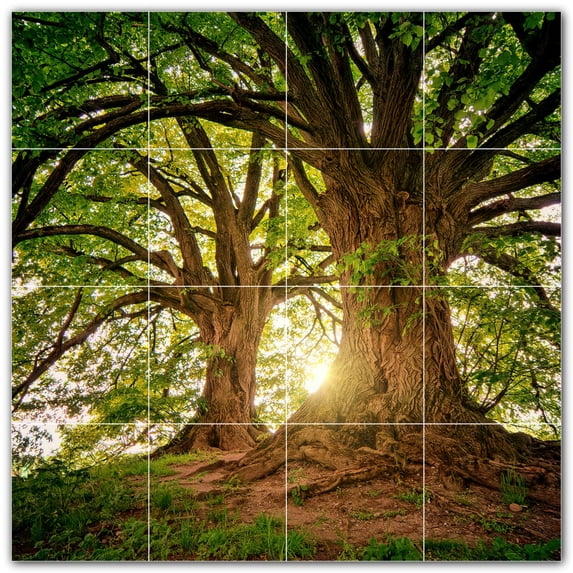 Picture-Tiles.com: Trees Ceramic Tile Wall Mural WAL501032-44S. 17"W x 17"H using (16) 4.25" x 4.25" Ceramic Tiles-Satin Finish