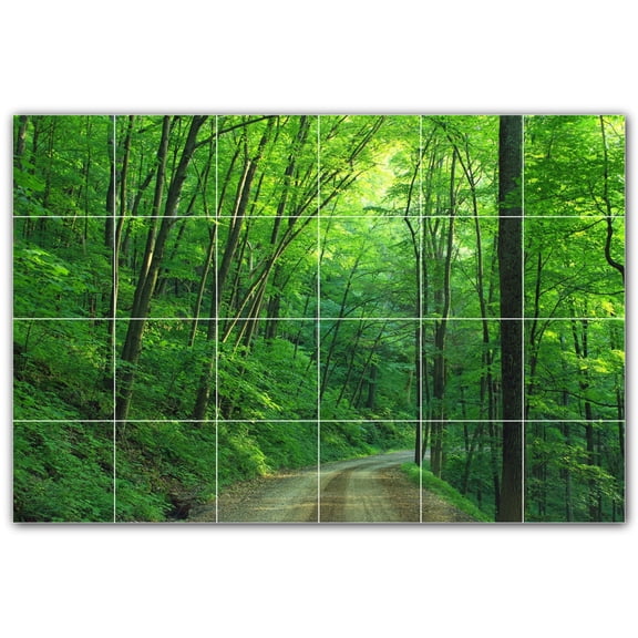 Picture-Tiles.com: Trees Ceramic Tile Wall Mural WAL501036-64L. 48"W x 32"H using (24) 8" x 8" Ceramic Tiles-Satin Finish