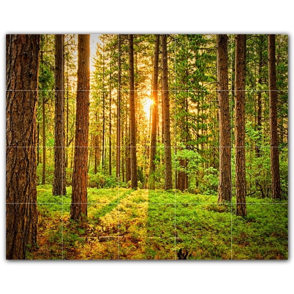 Picture-Tiles.com: Trees Ceramic Tile Wall Mural WAL501041-54S. 21.25"W x 17"H using (20) 4.25" x 4.25" Ceramic Tiles-Satin Finish