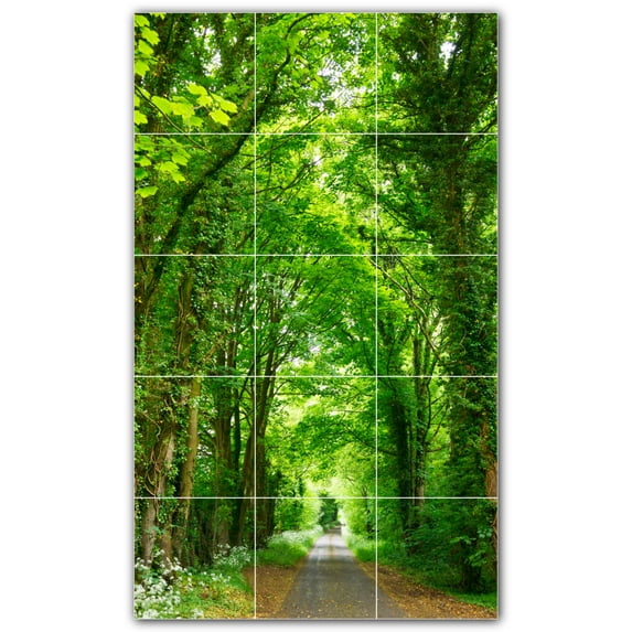 Picture-Tiles.com: Trees Ceramic Tile Wall Mural WAL501043-35S. 12.75"W x 21.25"H using (15) 4.25" x 4.25" Ceramic Tiles-Satin Finish