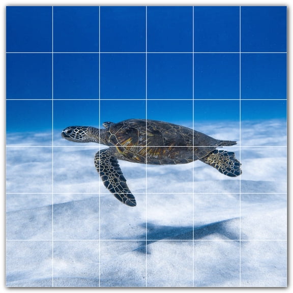 Picture-Tiles.com: Turtle Ceramic Tile Wall Mural WAL501064-66M. 36"W x 36"H using (36) 6" x 6" Ceramic Tiles-Satin Finish