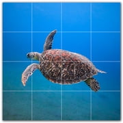 Picture-Tiles.com Turtle Ceramic Tile Wall Mural WAL501070-44S. 17"W x 17"H using 16 4.25" x 4.25" Ceramic Tiles-Satin Finish