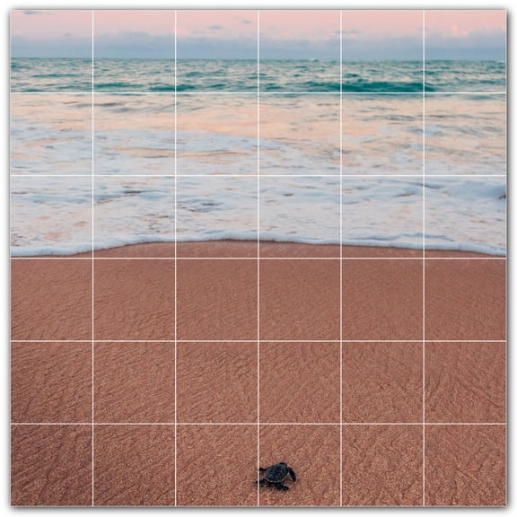 Picture-Tiles.com: Turtle Ceramic Tile Wall Mural WAL501073-66M. 36"W x 36"H using (36) 6" x 6" Ceramic Tiles-Satin Finish