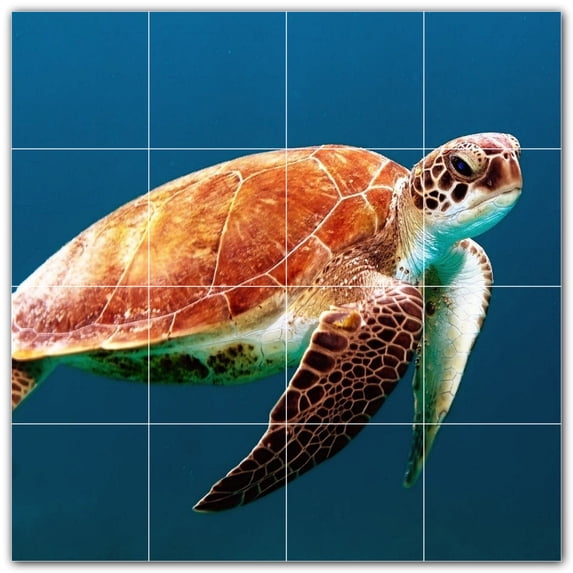 Picture-Tiles.com: Turtle Ceramic Tile Wall Mural WAL501083-44XL. 48"W x 48"H using (16) 12" x 12" Ceramic Tiles-Satin Finish