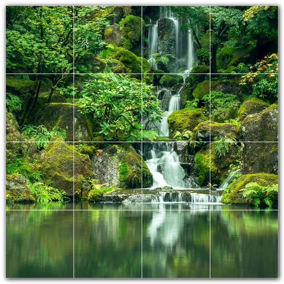 Picture-Tiles.com: Waterfalls Ceramic Tile Wall Mural WAL501086-44L. 32"W x 32"H using (16) 8" x 8" Ceramic Tiles-Satin Finish
