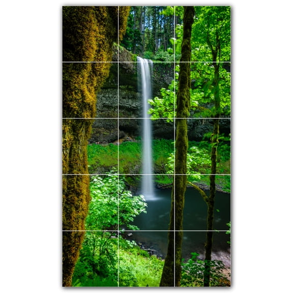 Picture-Tiles.com: Waterfalls Ceramic Tile Wall Mural WAL501101-35L. 24"W x 40"H using (15) 8" x 8" Ceramic Tiles-Satin Finish