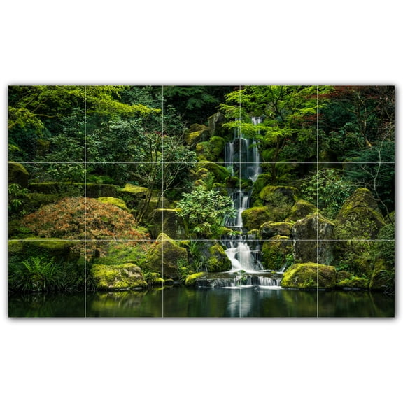 Picture-Tiles.com: Waterfalls Ceramic Tile Wall Mural WAL501103-53L. 40"W x 24"H using (15) 8" x 8" Ceramic Tiles-Satin Finish