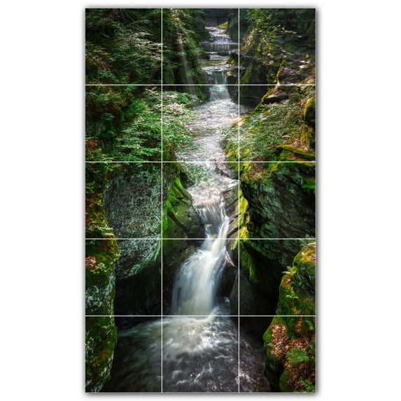 Picture-Tiles.com: Waterfalls Ceramic Tile Wall Mural WAL501105-35M. 18"W x 30"H using (15) 6" x 6" Ceramic Tiles-Satin Finish