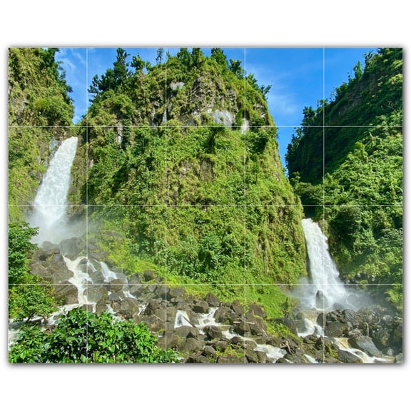 Picture-Tiles.com: Waterfalls Ceramic Tile Wall Mural WAL501112-54M. 30"W x 24"H using (20) 6" x 6" Ceramic Tiles-Satin Finish