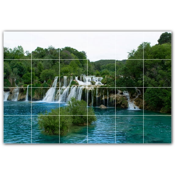 Picture-Tiles.com: Waterfalls Ceramic Tile Wall Mural WAL501113-64XL. 72"W x 48"H using (24) 12" x 12" Ceramic Tiles-Satin Finish