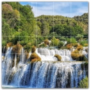 Picture-Tiles.com Waterfalls Ceramic Tile Wall Mural WAL501122-55S. 21.25"W x 21.25"H using 25 4.25" x 4.25" Ceramic Tiles-Satin Finish