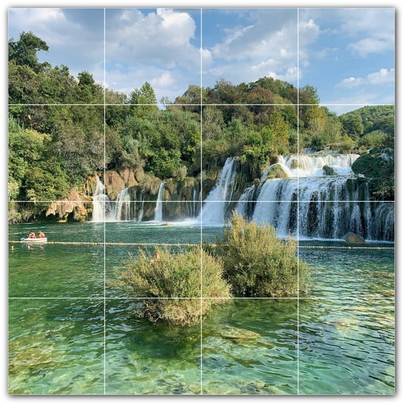 Picture-Tiles.com: Waterfalls Ceramic Tile Wall Mural WAL501127-44M. 24"W x 24"H using (16) 6" x 6" Ceramic Tiles-Satin Finish