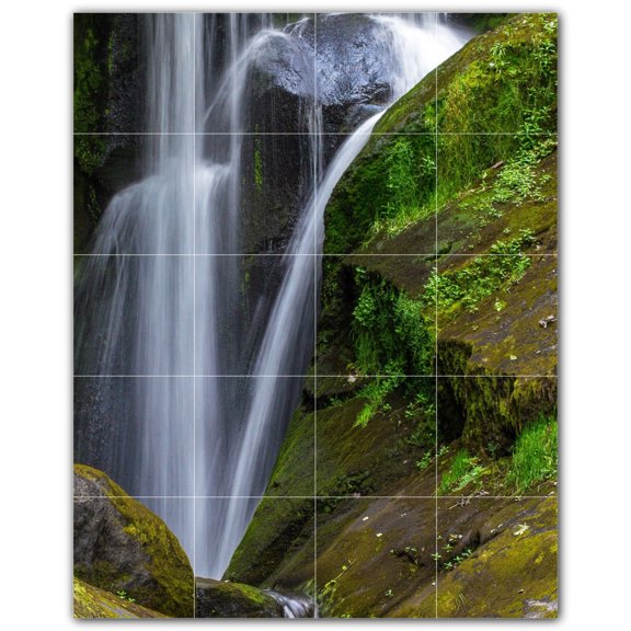 Picture-Tiles.com: Waterfalls Ceramic Tile Wall Mural WAL501135-45L. 32"W x 40"H using (20) 8" x 8" Ceramic Tiles-Satin Finish