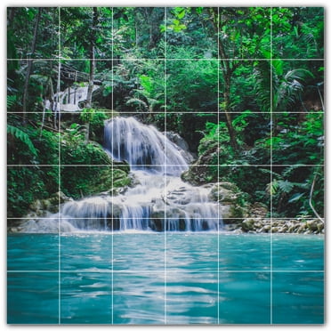 Picture-Tiles.com: Waterfalls Ceramic Tile Wall Mural WAL501136-66M. 36"W x 36"H using (36) 6" x 6" Ceramic Tiles-Satin Finish