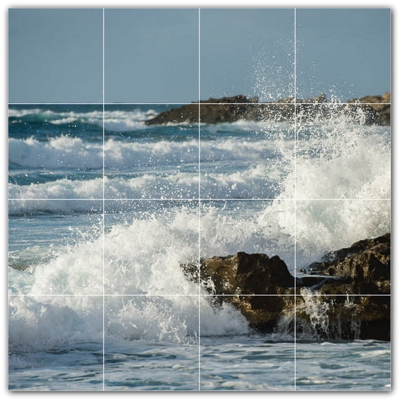 Picture-Tiles.com: Waves Ceramic Tile Wall Mural WAL501151-44XL. 48"W x 48"H using (16) 12" x 12" Ceramic Tiles-Satin Finish