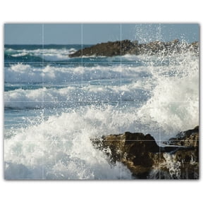 Picture-Tiles.com: Waves Ceramic Tile Wall Mural WAL501151-54S. 21.25"W x 17"H using (20) 4.25" x 4.25" Ceramic Tiles-Satin Finish