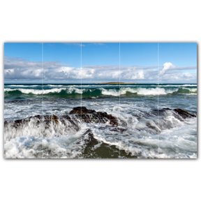 Picture-Tiles.com: Waves Ceramic Tile Wall Mural WAL501152-53L. 40"W x 24"H using (15) 8" x 8" Ceramic Tiles-Satin Finish