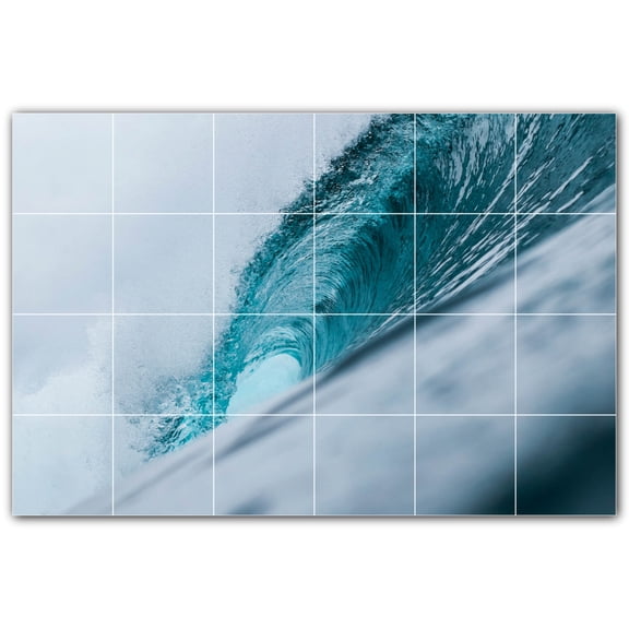 Picture-Tiles.com: Waves Ceramic Tile Wall Mural WAL501158-64M. 36"W x 24"H using (24) 6" x 6" Ceramic Tiles-Satin Finish