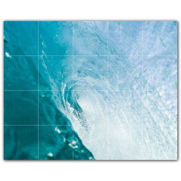 Picture-Tiles.com: Waves Ceramic Tile Wall Mural WAL501159-54S. 21.25"W x 17"H using (20) 4.25" x 4.25" Ceramic Tiles-Satin Finish