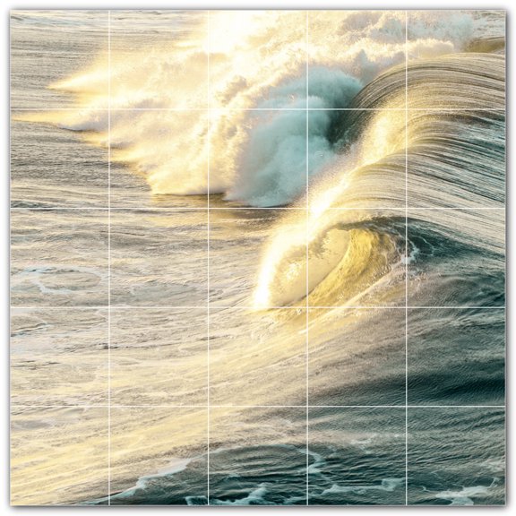 Picture-Tiles.com: Waves Ceramic Tile Wall Mural WAL501162-55L. 40"W x 40"H using (25) 8" x 8" Ceramic Tiles-Satin Finish