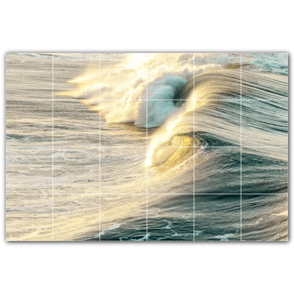 Picture-Tiles.com: Waves Ceramic Tile Wall Mural WAL501162-64M. 36"W x 24"H using (24) 6" x 6" Ceramic Tiles-Satin Finish