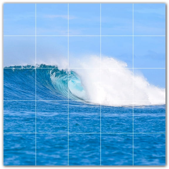 Picture-Tiles.com: Waves Ceramic Tile Wall Mural WAL501165-55S. 21.25"W x 21.25"H using (25) 4.25" x 4.25" Ceramic Tiles-Satin Finish