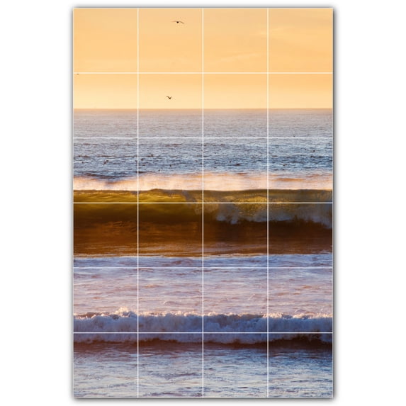 Picture-Tiles.com: Waves Ceramic Tile Wall Mural WAL501167-46S. 17"W x 25.5"H using (24) 4.25" x 4.25" Ceramic Tiles-Satin Finish