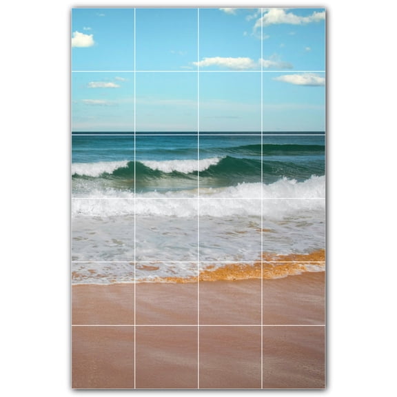 Picture-Tiles.com: Waves Ceramic Tile Wall Mural WAL501168-46M. 24"W x 36"H using (24) 6" x 6" Ceramic Tiles-Satin Finish