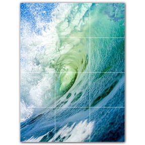 Picture-Tiles.com: Waves Ceramic Tile Wall Mural WAL501172-34S. 12.75"W x 17"H using (12) 4.25" x 4.25" Ceramic Tiles-Satin Finish