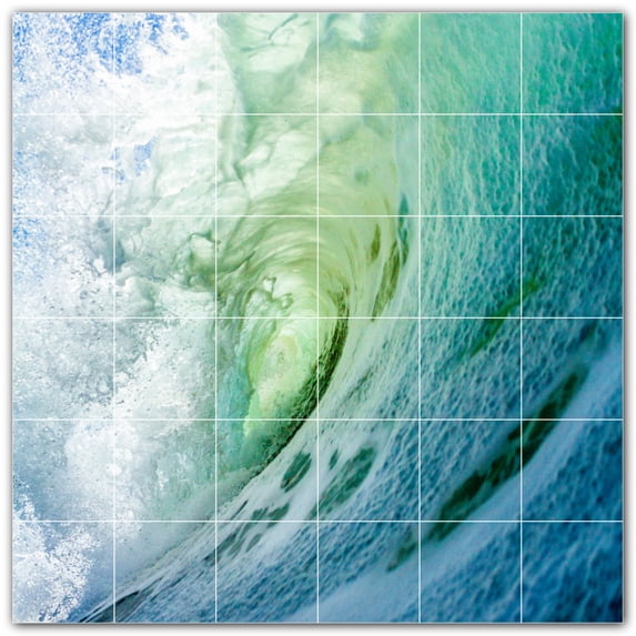 Picture-Tiles.com: Waves Ceramic Tile Wall Mural WAL501172-66XL. 72"W x 72"H using (36) 12" x 12" Ceramic Tiles-Satin Finish