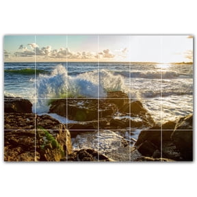 Picture-Tiles.com: Waves Ceramic Tile Wall Mural WAL501174-64S. 25.5"W x 17"H using (24) 4.25" x 4.25" Ceramic Tiles-Satin Finish