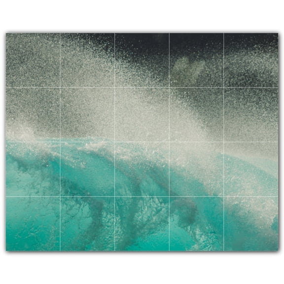Picture-Tiles.com: Waves Ceramic Tile Wall Mural WAL501175-54L. 40"W x 32"H using (20) 8" x 8" Ceramic Tiles-Satin Finish