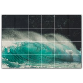 Picture-Tiles.com: Waves Ceramic Tile Wall Mural WAL501175-64M. 36"W x 24"H using (24) 6" x 6" Ceramic Tiles-Satin Finish