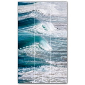 Picture-Tiles.com: Waves Ceramic Tile Wall Mural WAL501177-35L. 24"W x 40"H using (15) 8" x 8" Ceramic Tiles-Satin Finish