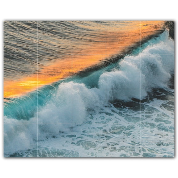 Picture-Tiles.com: Waves Ceramic Tile Wall Mural WAL501178-54L. 40"W x 32"H using (20) 8" x 8" Ceramic Tiles-Satin Finish