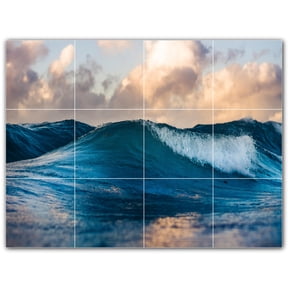 Picture-Tiles.com: Waves Ceramic Tile Wall Mural WAL501179-43XL. 48"W x 36"H using (12) 12" x 12" Ceramic Tiles-Satin Finish