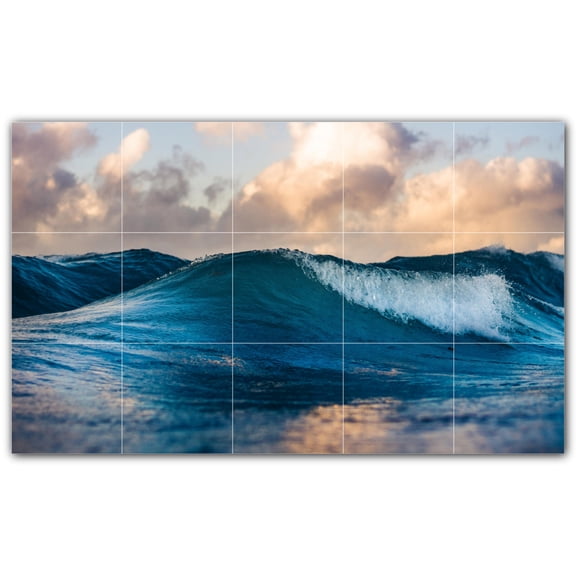 Picture-Tiles.com: Waves Ceramic Tile Wall Mural WAL501179-53L. 40"W x 24"H using (15) 8" x 8" Ceramic Tiles-Satin Finish